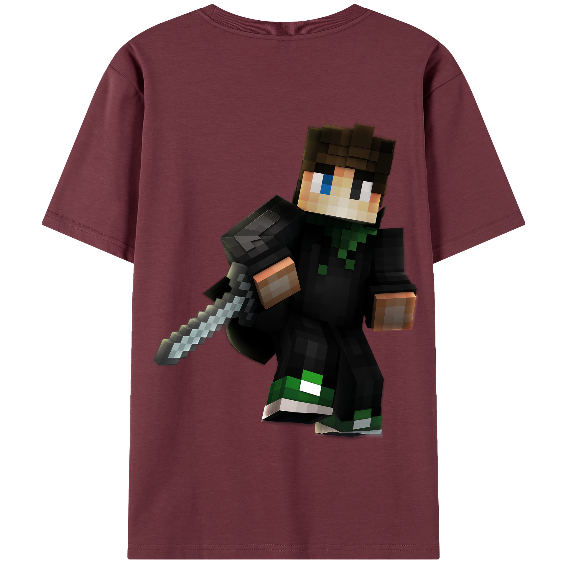 （画像用） マインクラフト ブロックの世界 Minecraft MC Block world 綿100％半袖Tシャツ（背面プリント）